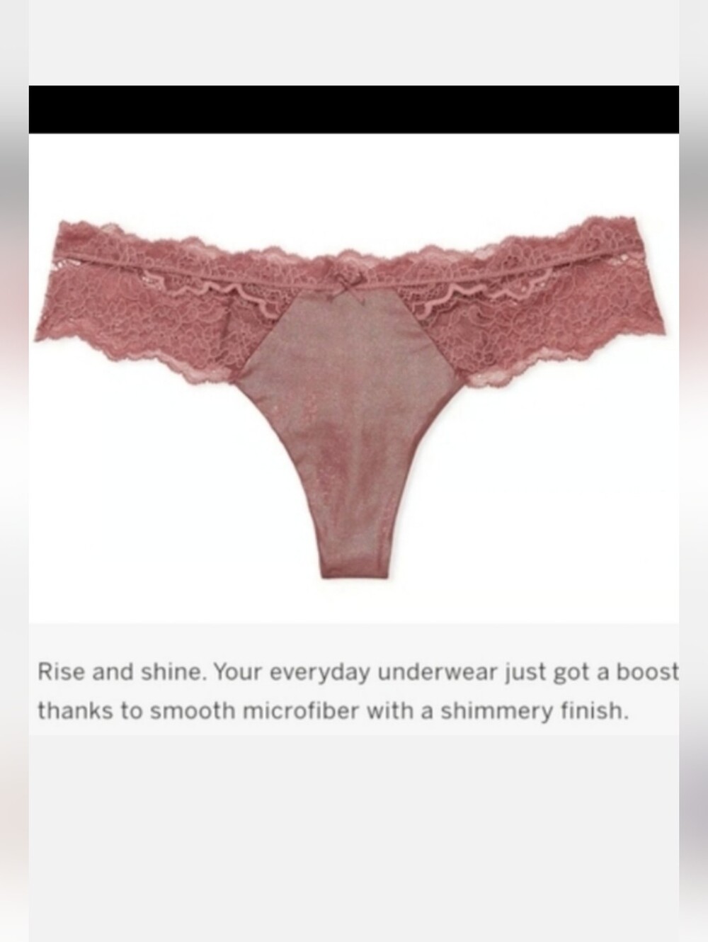 Victoria's secret dream Angel's very sexy lace shimmer thong panty SMALL rose
